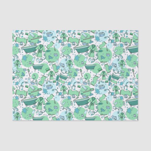 Blauw Bathtime Fun Restroom Theme Tissuepapier (Voorkant)