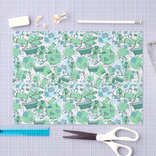 Blauw Bathtime Fun Restroom Theme Tissuepapier (Craft)