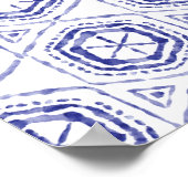 Blauw Batik Aquarel Welkom Bord Poster (Hoek)