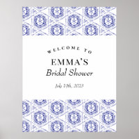 Blauw Batik Waterverf Welkom Bord