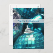 Blauw Baubles briefkaart "Merry Kerstmis" portret (Voorkant / Achterkant)