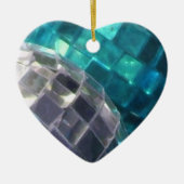 Blauw Baubles detailhart Keramisch Ornament (Voorkant)