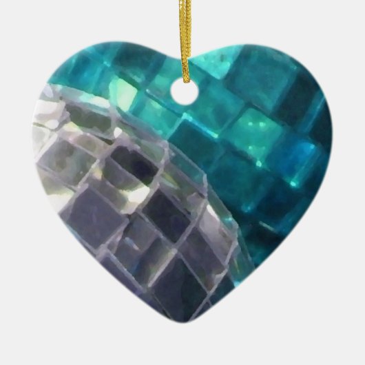 Blauw Baubles detailhart Keramisch Ornament (Voorkant)