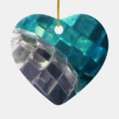 Blauw Baubles detailhart Keramisch Ornament (Achterkant)