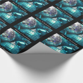 Blauw Baubles Merry kerstinpakpapier zwart Cadeaupapier