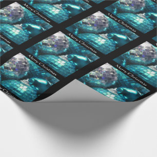 Blauw Baubles Merry kerstinpakpapier zwart Cadeaupapier