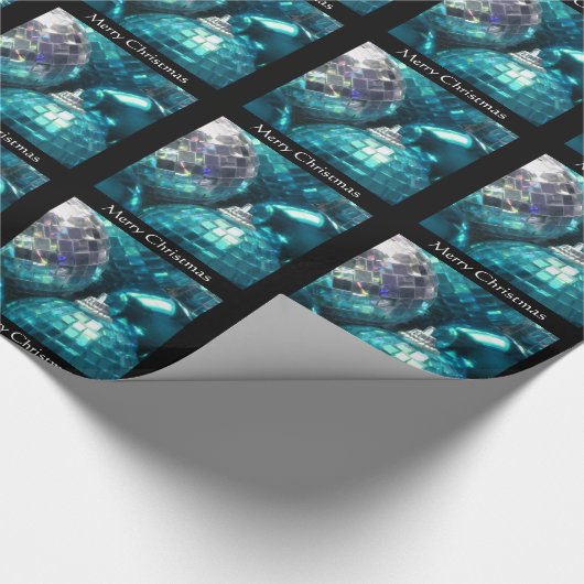 Blauw Baubles Merry kerstinpakpapier zwart Cadeaupapier (Hoek)