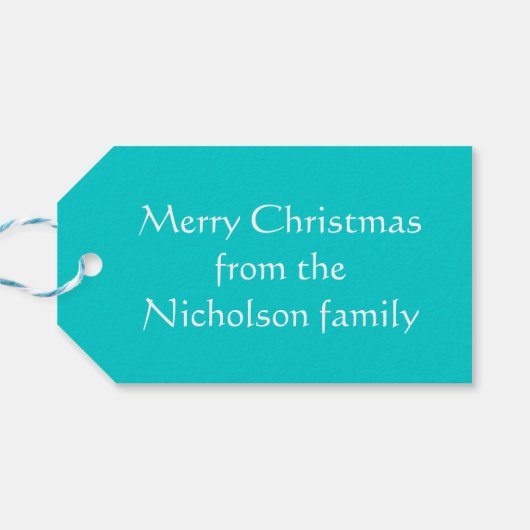 Blauw Baubles Tekstcadeau labels blauw Cadeaulabel (Achterkant Horizontaal)