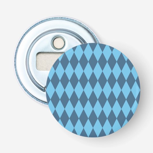 Blauw Bavaria Rhombus vlag patroon Button Flesopener (Voorkant)
