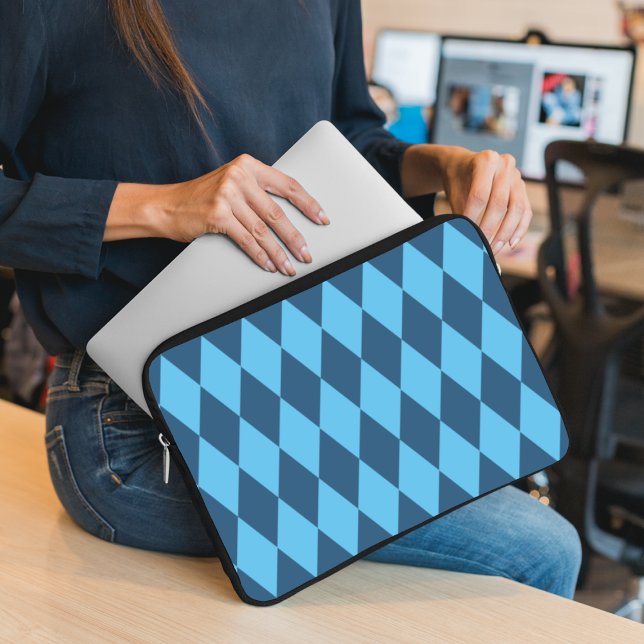 Blauw Bavaria Rhombus vlag patroon Laptop Sleeve (Creator heeft geüpload)