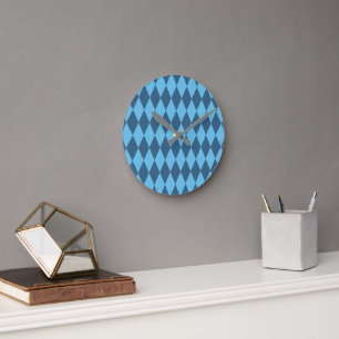 Blauw Bavaria Rhombus vlag patroon Ronde Klok