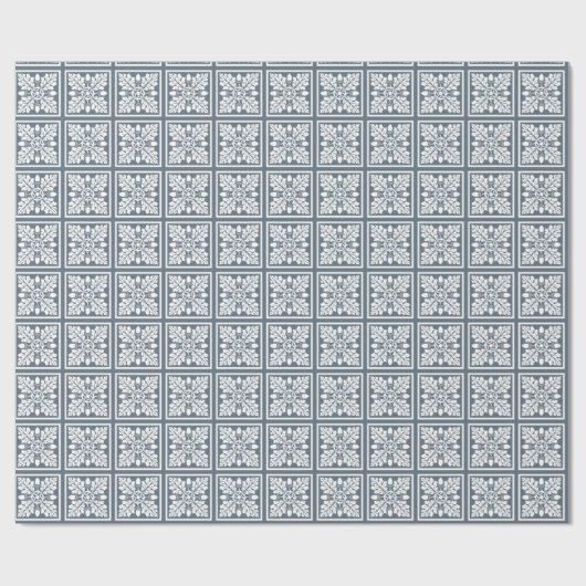 Blauw Bayoux Acorn en Leaf Tile Design Cadeaupapier (Vlak)
