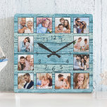 Blauw Beach Nautical Driftwood Vierkante Klok<br><div class="desc">creëer eenvoudig uw eigen,  gepersonaliseerde blauwe,  bijtende driftwood planks muurklok in het meer met uw aangepaste foto's.Voor beste resultaten,  bewaar de afbeeldingen aan vierkant - met het nadrukpunt in het centrum - alvorens te uploaden.</div>