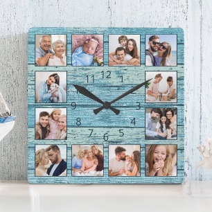 Blauw Beach Nautical Driftwood Vierkante Klok