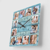 Blauw Beach Nautical Driftwood Vierkante Klok (Hoek)