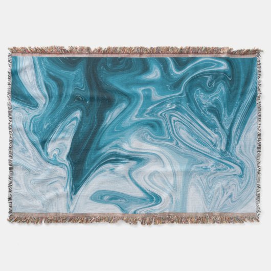 Blauw Beach Waves Abstract ontwerp Deken (Voorkant)