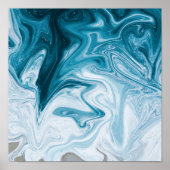 Blauw Beach Waves Abstract ontwerp Poster (Voorkant)