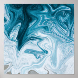 Blauw Beach Waves Abstract ontwerp Poster