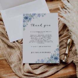 Blauw bedankbriefje, servetmenu menu