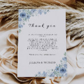 Blauw bedankbriefje, servetmenu menu