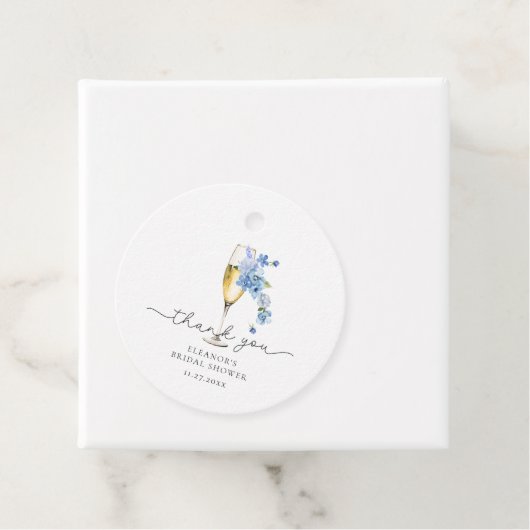 Blauw Bedankt Bloemblaadjes & Prosecco Bruidsfeest Bedankjes Labels (In situ)