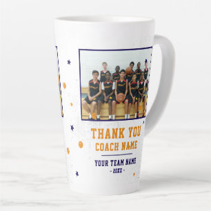 Blauw Bedankt Coach Teamnaam en Teamfoto Latte Mok
