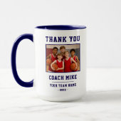 Blauw Bedankt Coach Teamnaam Foto Mok (Links)