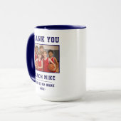 Blauw Bedankt Coach Teamnaam Foto Mok (Voorkant links)