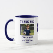 Blauw Bedankt Coach Teamnaam Nummer Foto Mok (Links)