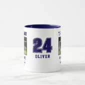 Blauw Bedankt Coach Teamnaam Nummer Foto Mok (Midden)