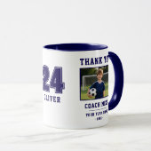 Blauw Bedankt Coach Teamnaam Nummer Foto Mok (Voorkant rechts)