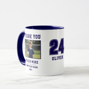 Blauw Bedankt Coach Teamnaam Nummer Foto Mok