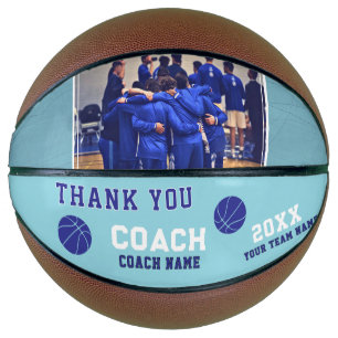 Blauw Bedankt Coach Teken Teamfoto Basketbal