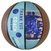 Blauw Bedankt Coach Teken Teamfoto Basketbal (Verticaal)