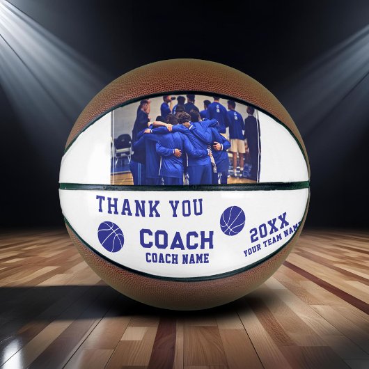 Blauw Bedankt Coach Teken Teamfoto Basketbal