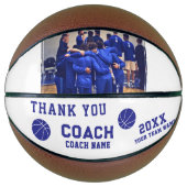 Blauw Bedankt Coach Teken Teamfoto Basketbal (Voorkant)