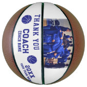 Blauw Bedankt Coach Teken Teamfoto Basketbal (Verticaal)