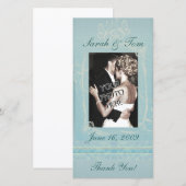 Blauw Bedankt Gepersonaliseerd fotokaart (Voorkant / Achterkant)