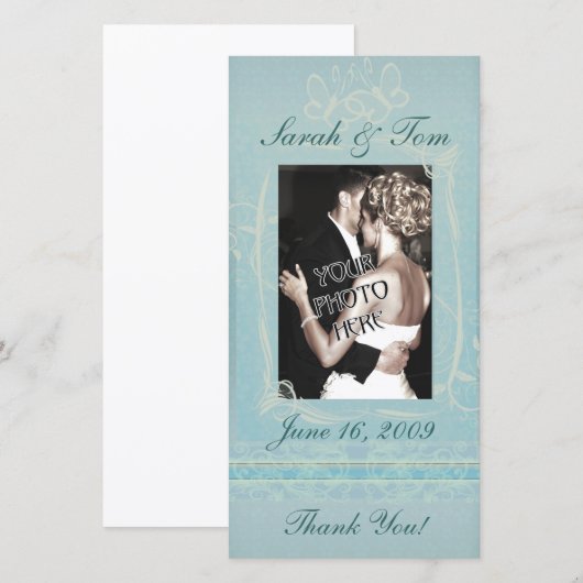 Blauw Bedankt Gepersonaliseerd fotokaart (Voorkant / Achterkant)