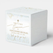 Blauw Bedankt Jongen Gouden Kruis Eerste Communie Bedankdoosjes (Achterkant)