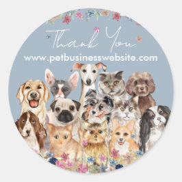 Blauw Bedankt Katten Honden Ronde Sticker