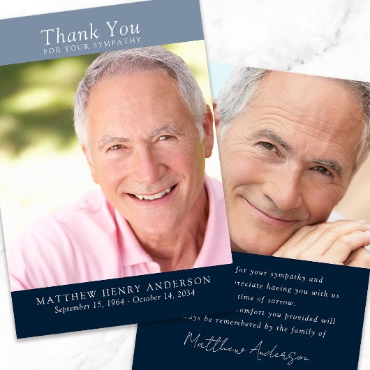 Blauw Bedankt voor uw sympathie fotokaart