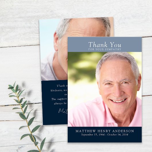 Blauw Bedankt voor uw sympathie fotokaart