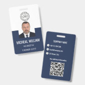 Blauw bedrijf-ID-badge Badge (Voor- en achterkant)