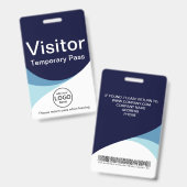Blauw bedrijfsbezoekerspas ID barcode badge (Voor- en achterkant)