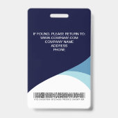 Blauw bedrijfsbezoekerspas ID barcode badge (Achterkant)