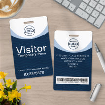 Blauw bedrijfsbezoekerspas ID-streepjescode met op