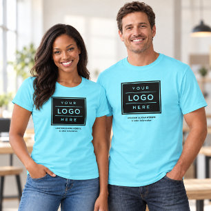 Blauw bedrijfslogo bedrijf naam promo t-shirt