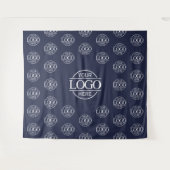 Blauw bedrijfslogo stap- en herhalingsachtergrondb wandkleed (Voorkant (horizontaal))