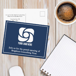 Blauw Bedrijfsreclame Zakelijk Logo Briefkaart
